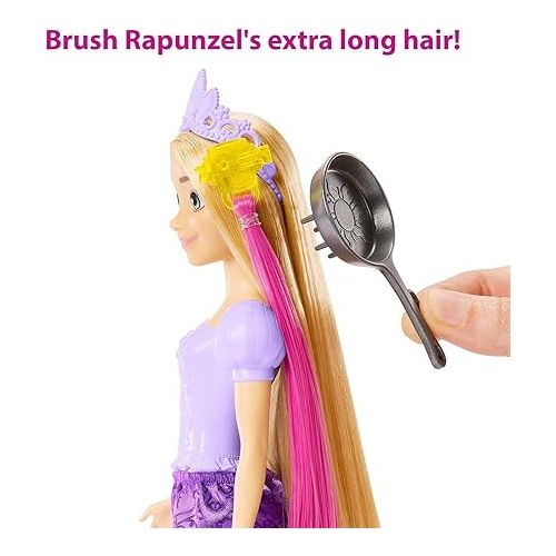 마텔 Mattel Disney Princess Rapunzel Fashion Doll with 2 Color-Change Hair Extensions & 10 Hairstyling Pieces, Inspired by the Disney Movie Tangled