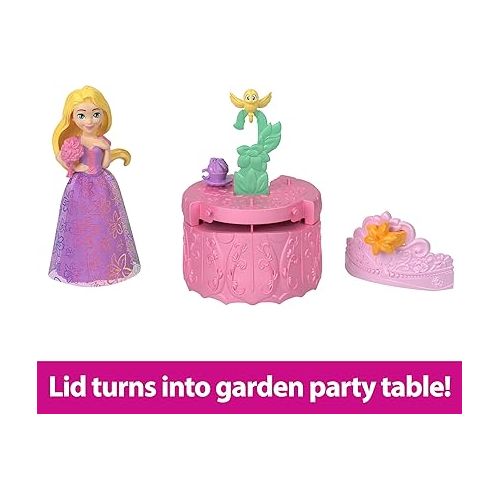 마텔 Mattel Disney Princess Toys, Small Doll Royal Color Reveal with 6 Surprises Including Scented Ring & 4 Accessories, Garden Party Series (Dolls May Vary)