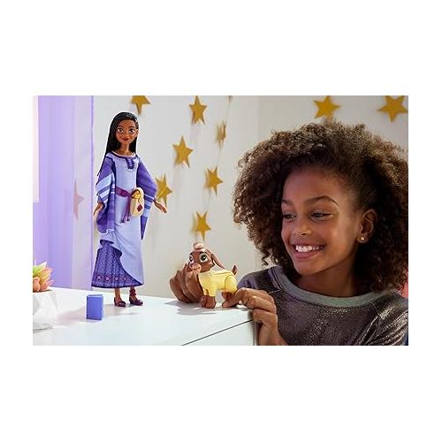 마텔 Mattel Disney Wish Asha of Rosas Adventure Pack Doll, Posable Fashion Doll with Removable Fashion, Animal Friends and Accessories, Toys Inspired by The Movie
