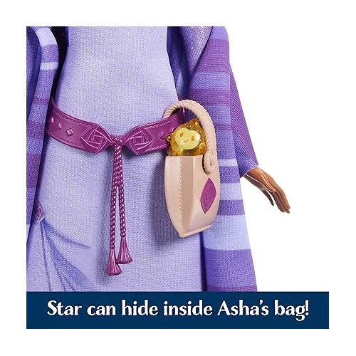 마텔 Mattel Disney Wish Asha of Rosas Adventure Pack Doll, Posable Fashion Doll with Removable Fashion, Animal Friends and Accessories, Toys Inspired by The Movie