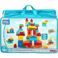 MEGA BLOKS First Builders Toddler Blocks Toys Set, Deluxe Building Bag with 150 Pieces and Storage, Blue, Ages 1+ Years