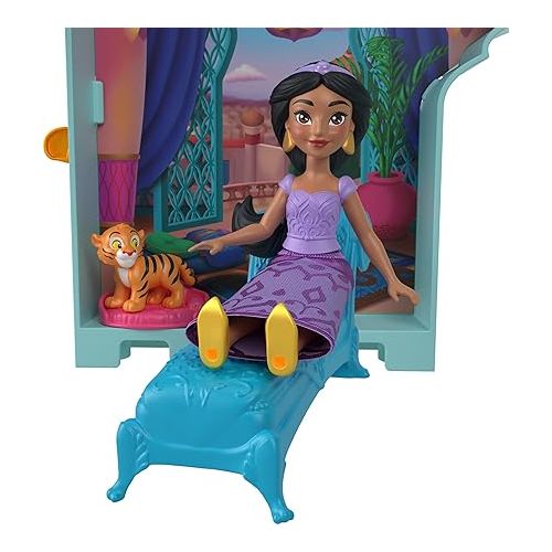 마텔 Mattel Disney Princess Jasmine Doll House Stackable Castle with Small Jasmine Doll, 2 Character Friends & 7 Accessories