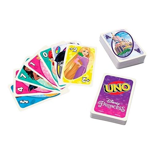 마텔 Mattel Games UNO Disney Princesses Card Game for Kids & Family, Themed Deck & Special Rule, 2-10 Players