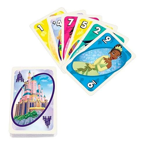 마텔 Mattel Games UNO Disney Princesses Card Game for Kids & Family, Themed Deck & Special Rule, 2-10 Players