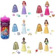 Mattel Disney Princess Small Doll Royal Color Reveal, 6 Surprises Include 1 Doll & 5 Accessories, Party Theme (Dolls May Vary)