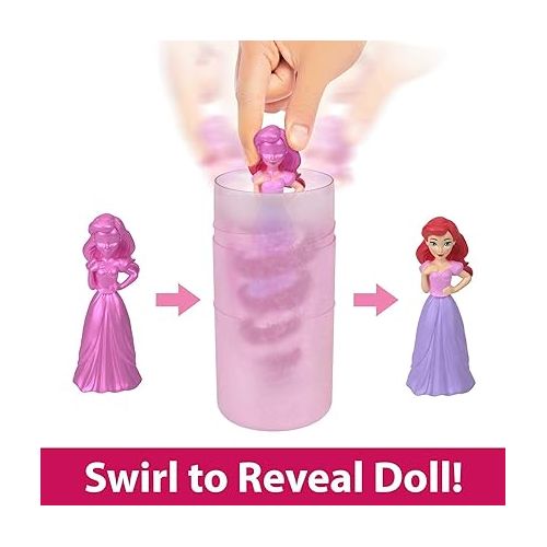 마텔 Mattel Disney Princess Small Doll Royal Color Reveal, 6 Surprises Include 1 Doll & 5 Accessories, Party Theme (Dolls May Vary)