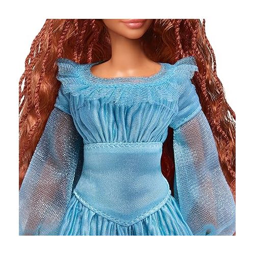 마텔 Mattel Disney The Little Mermaid Ariel Fashion Doll on Land in Signature Blue Dress, Toys Inspired by Disney’s The Little Mermaid