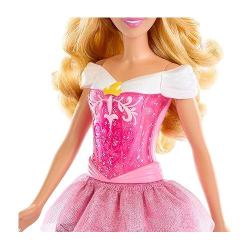 마텔 Mattel Disney Princess Toys, Aurora Fashion Doll, Sparkling Look with Blonde Hair, Purple Eyes & Tiara Accessory, Inspired by the Sleeping Beauty Movie