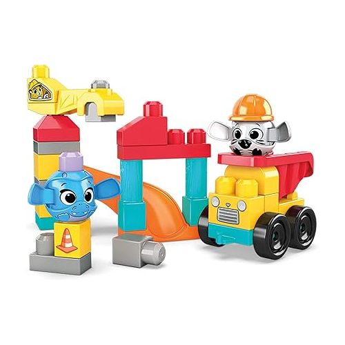 마텔 Mega Bloks Peek A Blocks Construction Site, Building Toys for Toddlers (30 Pieces)