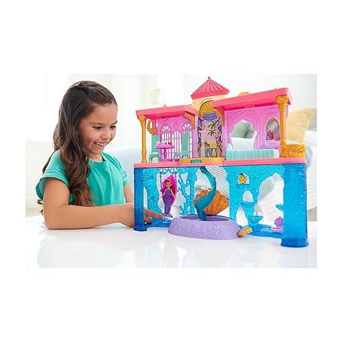 마텔 Mattel Disney Princess The Little Mermaid Toys, Ariel Doll House Stackable Castle with Land & Sea Levels, Small Doll, 1 Friend, 12 Pieces, Pool