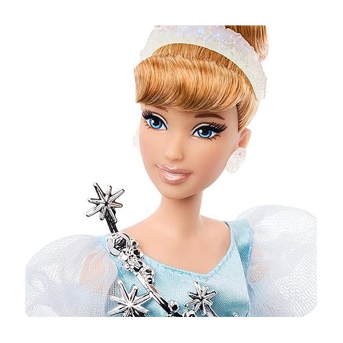 마텔 Mattel Disney Toys, Collector Cinderella Doll to Celebrate Disney 100 Years of Wonder, Inspired by Disney Movie, Gifts for Kids and Collectors