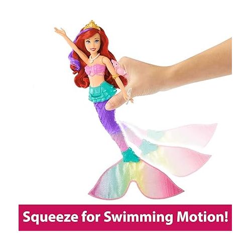 마텔 Mattel Disney Princess Toys, Ariel Swimming Mermaid Fashion Doll with Color-Change Hair & Tail, Inspired by The Little Mermaid Movie