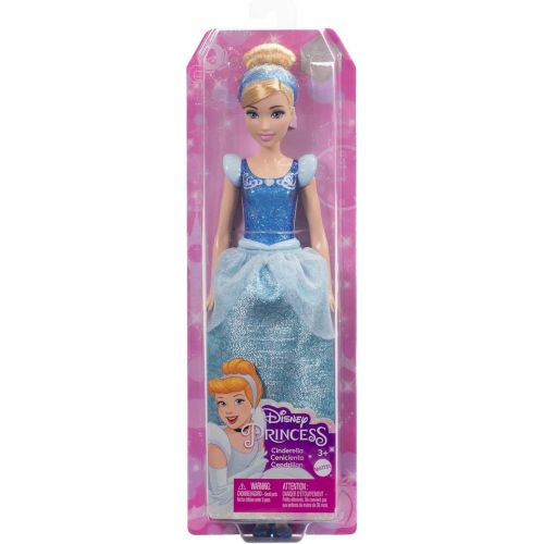 마텔 Mattel Disney Princess Toys, Cinderella Fashion Doll, Sparkling Look with Blonde Hair, Blue Eyes & Hair Accessory, Inspired by the Movie