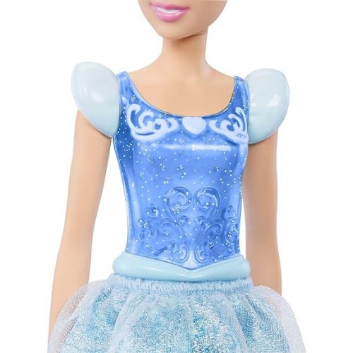 마텔 Mattel Disney Princess Toys, Cinderella Fashion Doll, Sparkling Look with Blonde Hair, Blue Eyes & Hair Accessory, Inspired by the Movie