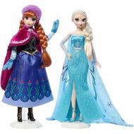 Mattel Disney Frozen Anna & Elsa Doll Set, 2 Disney Princess Collector Fashion Dolls Celebrating Disney 100 Years of Wonder, Inspired by the Movie