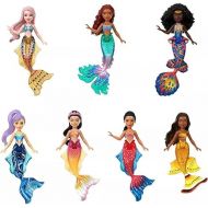 Mattel Disney Princess Toys, The Little Mermaid Ariel & Sisters Small Doll Set, Collection of 7 Mermaid Dolls, Inspired by the Movie