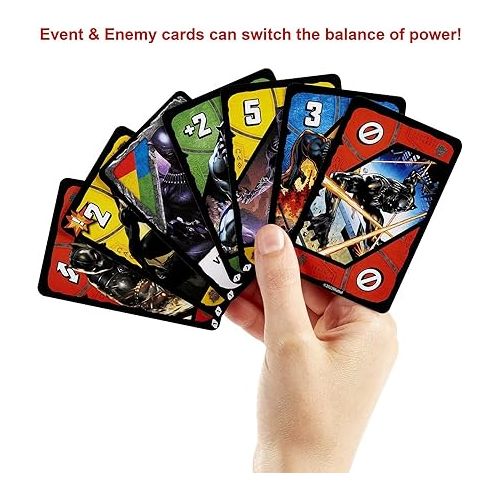 마텔 Mattel Games UNO Ultimate Marvel Card Game with 4 Character Decks, 4 Collectible Foil Cards & Special Rules, 2-4 Players, First Edition