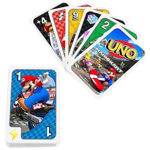마텔 Mattel Games ?UNO Mario Kart Card Game for Kids, Adults, Family and Game Night with Special Rule for 2-10 Players