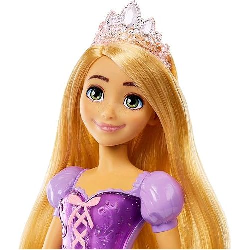 마텔 Mattel Disney Princess Toys, Rapunzel Fashion Doll, Sparkling Look with Blonde Hair, Blue Eyes & Tiara Accessory, Inspired by the Movie Tangled