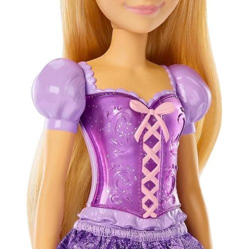 마텔 Mattel Disney Princess Toys, Rapunzel Fashion Doll, Sparkling Look with Blonde Hair, Blue Eyes & Tiara Accessory, Inspired by the Movie Tangled