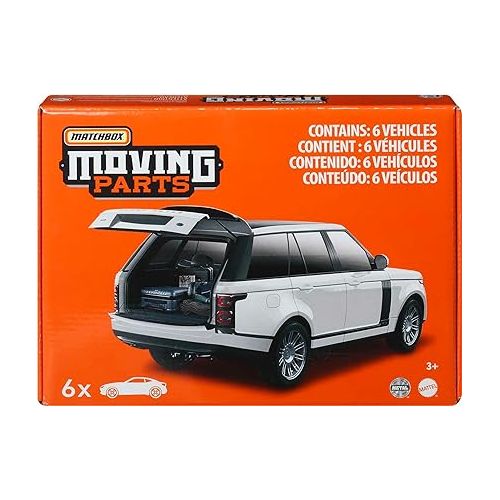 마텔 Matchbox Moving Parts City Streets Multipack, Collection of 6 1:64 Scale Cars with Moving Doors, Trunk or Hood for Collectors & Kids 3 Years Old & Up