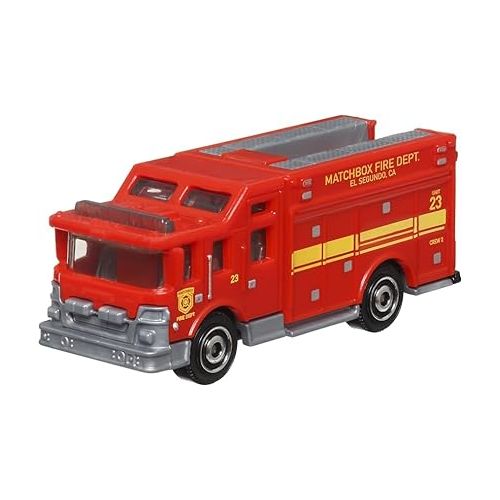 마텔 Matchbox Collectors Die-Cast Hitch and Haul 70 Years Anniversary Playset - MBX Fire Rescue Fire ~ Hazard Squad Engine and Mobile Light Truck with Accessories and Figures ~ HLM24 5/9