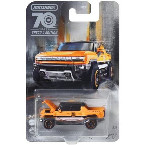 마텔 Matchbox Moving Parts 70 Years Special Edition Die-Cast Vehicle - HMV12 ~ Inspired by 2022 Hummer EV ~ 3/5 Orange and Black