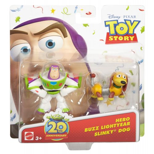 마텔 Mattel Disney/Pixar Toy Story 20th Anniversary Buzz Lightyear and Slinky Dog Figure Buddy 2-Pack
