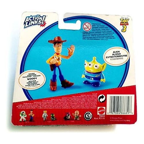 마텔 Mattel Disney / Pixar Toy Story 3 Action Links Mini Figure Buddy 2Pack Alien Waving Woody