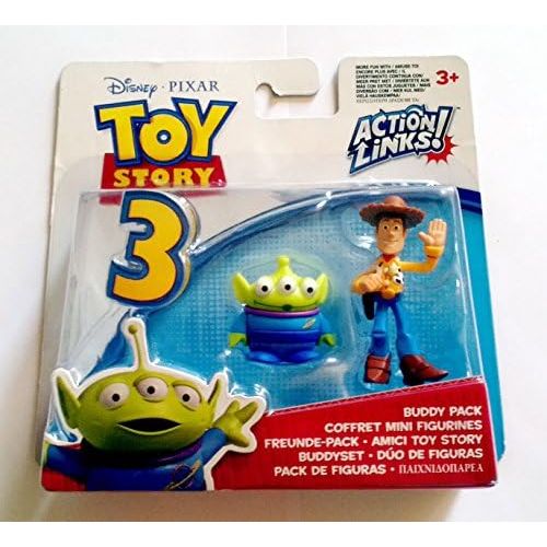 마텔 Mattel Disney / Pixar Toy Story 3 Action Links Mini Figure Buddy 2Pack Alien Waving Woody