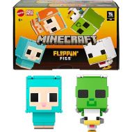 Mattel Minecraft Flippin’ Figs Sheep & Chicken Figures 2-Pack with 2-in-1 Fidget Play, Large Heads & Pixelated Design