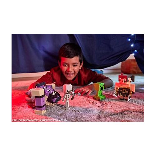 마텔 Mattel Minecraft Legends Action Figure 2-Pack, Creeper vs Piglin Bruiser Set, Attack & React Collectible Toys, 3.25-inch