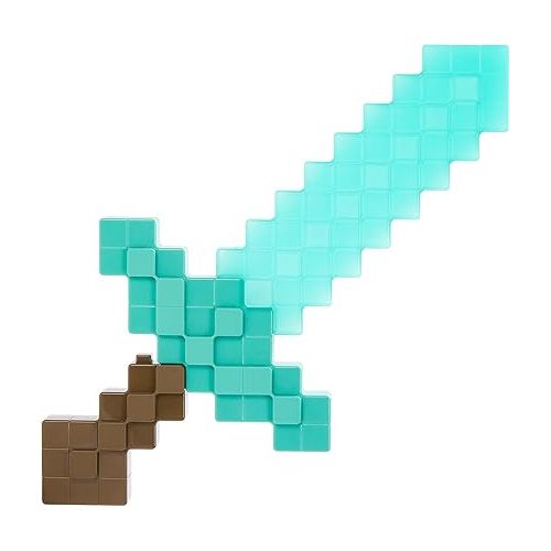 마텔 Mattel Minecraft Enchanted Diamond Sword with Lights & Sounds. Life-Size Role-Play Toy & Costume Accessory