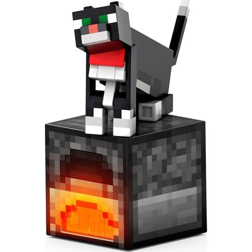 마텔 Mattel Minecraft Diamond Level Tuxedo Cat Action Figure with 4 Accessories, 5.5-in Collector Scale & Pixelated Design