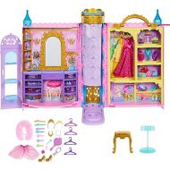 Mattel Disney Princess Toys, Doll Closet Playset with 2 Fashions, 25 Accessories, Vanity, Dressing Room, Runway & Storage, Opens to 2 Feet, Movie-Inspired