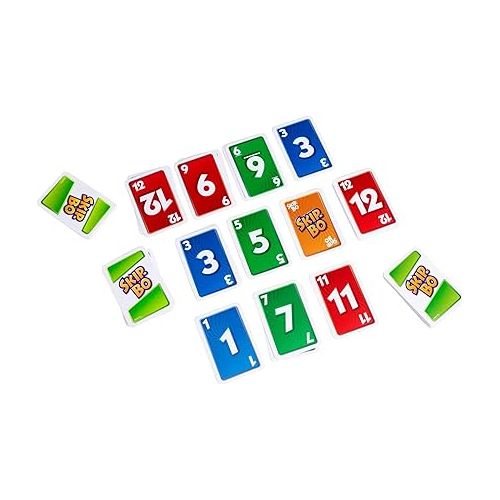 마텔 Mattel Games Skip-Bo Card Game for Kids, Adults & Family Night, Travel Game in Collectible Storage Tin for 2-6 Players (Amazon Exclusive)