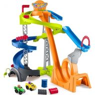 Fisher-Price Little People Hot Wheels Toddle Race Track, Spiral Stunt Speedway Playset with 2 Toy Cars, Ages 18+ Months
