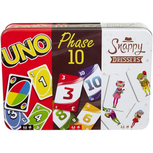 마텔 [아마존 핫딜]  [아마존핫딜]Mattel Games FFK01 Kartenspiel Klassiker in Metalldose: UNO, Phase 10, Snappy Dressers, Familienkartenspiel geeignet fuer 2- 6 Spieler, ab 7 Jahren