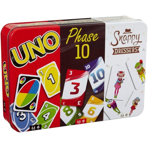 마텔 [아마존 핫딜]  [아마존핫딜]Mattel Games FFK01 Kartenspiel Klassiker in Metalldose: UNO, Phase 10, Snappy Dressers, Familienkartenspiel geeignet fuer 2- 6 Spieler, ab 7 Jahren