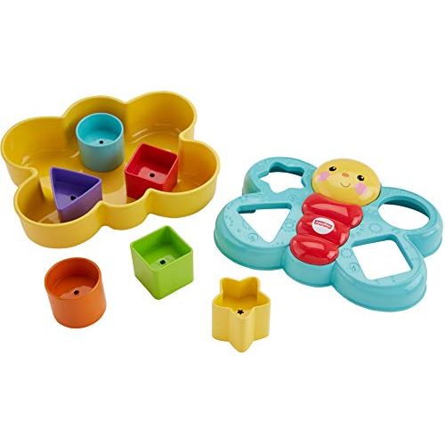 마텔 Fisher-Price Butterfly Shape Sorter, Six chunky, colorful shapes to sort  and help baby’s fine motor skills take flight