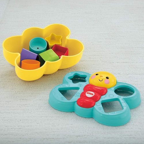 마텔 Fisher-Price Butterfly Shape Sorter, Six chunky, colorful shapes to sort  and help baby’s fine motor skills take flight