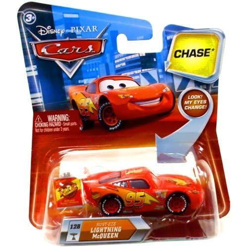 마텔 Mattel Disney / Pixar CARS Movie 155 Die Cast Car with Lenticular Eyes Series 2 RustEze Lightning McQueen Chase Piece!