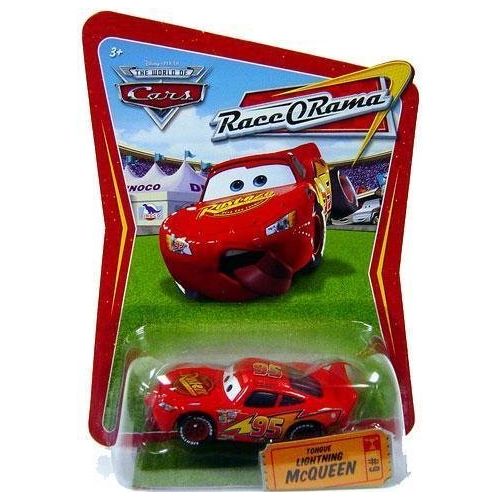 마텔 Disney Cars The World of Cars Race O Rama Tongue Lightning McQueen 1:55 Diecast Car #9 (Mattel Toys)