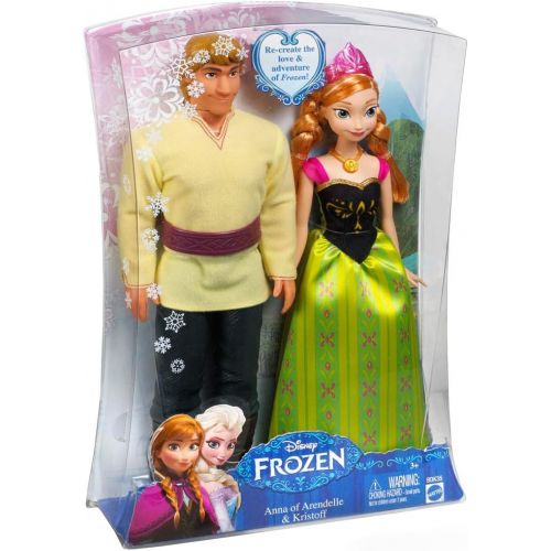 마텔 Mattel Disney Frozen Anna and Kristoff Doll, 2 Pack