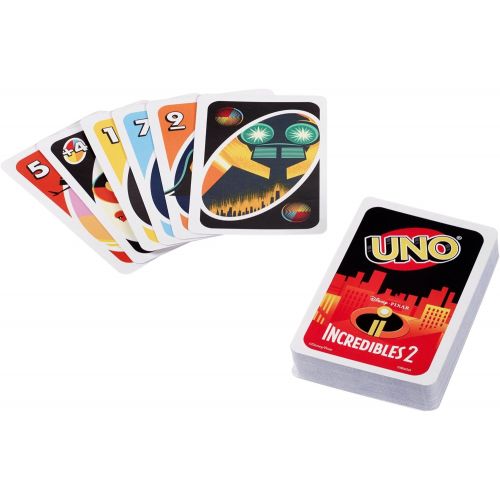 마텔 Mattel Games UNO Disney and Pixar’s Incredibles 2 Card Game with 112 Cards and Instructions, Great Gift for Kids 7 Years and Older