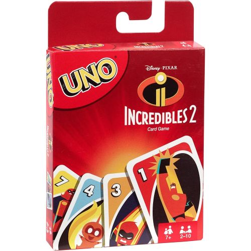 마텔 Mattel Games UNO Disney and Pixar’s Incredibles 2 Card Game with 112 Cards and Instructions, Great Gift for Kids 7 Years and Older