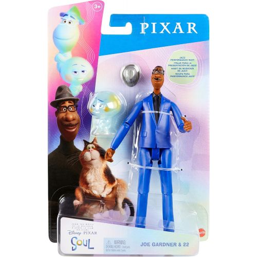 마텔 Mattel Pixar Disney Soul Joe Gardner Action Figure 8 in Tall Movie Character Toy with 2 in 22 Figure, Highly Posable with Authentic Look, Gift Fans & Collectors