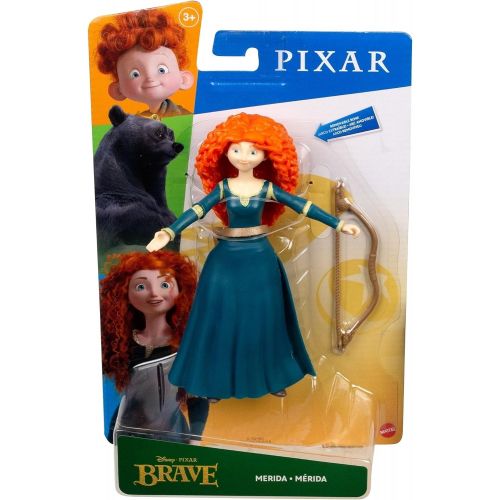 마텔 Mattel Disney Pixar Brave Merida Action Figure, Movie Character Toy 6.6 in Tall, Highly Posable in Authentic Costume with Bow & Arrow, Gift for Ages 3 Years Old & Up