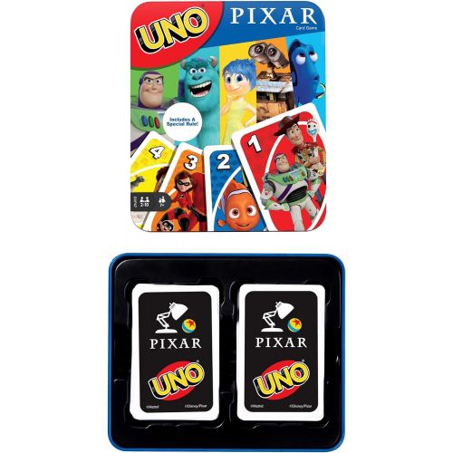 마텔 Mattel Games UNO Pixar 25th Anniversary Card Game with 112 Cards & Instructions in Storage Tin for Players 7 Years & Older, Gift for Kid, Family & Adult Game Night [Amazon Exclusive]