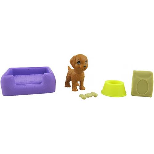 마텔 Mattel Replacement Parts for Barbie Dollhouse Series - Barbie Dreamhouse - FHY73 - Replacement Dog, Bowl, Bone, Food Bag and Bed